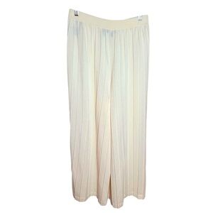 Theory Pleated Gaucho Palazzo Pants Bristol Cotton Knit Cream Ivory Size Medium